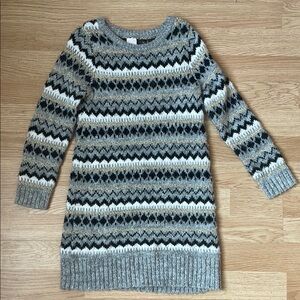 Girls, Gray Patterned Sweater Dress
